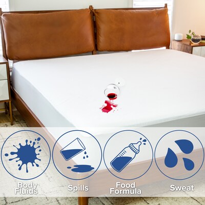 Flash Furniture Capri Comfortable Sleep Queen Size Mattress Protector, White, 60" x 80" x 0.125"-18" (RFMP101Q)