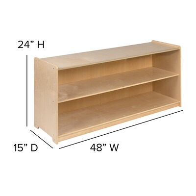 Flash Furniture 24"H x 48"L Wooden 2 Section School Classroom Storage Cabinet, Natural (MKSTRG005)