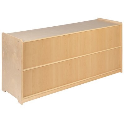 Flash Furniture 24"H x 48"L Wooden 2 Section School Classroom Storage Cabinet, Natural (MKSTRG005)