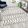 Flash Furniture Beth Collection Polyester 82 x 60 Rectangular Machine Made Rug, Ivory/Black (RCCR1