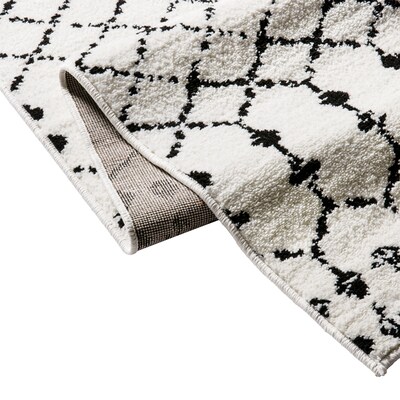 Flash Furniture Beth Collection Polyester 82" x 60" Rectangular Machine Made Rug, Ivory/Black (RCCR19133057WH)