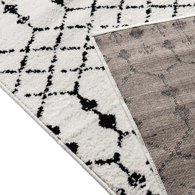 Flash Furniture Beth Collection Polyester 82" x 60" Rectangular Machine Made Rug, Ivory/Black (RCCR19133057WH)