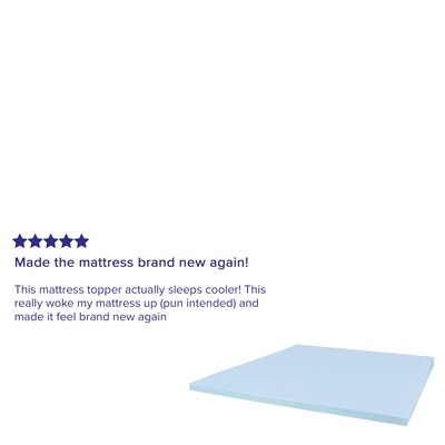 Flash Furniture Capri Comfortable Sleep King Size Cooling Gel Memory Foam Mattress Topper, Blue, 75.5" x 81" x 3" (MRM353K)
