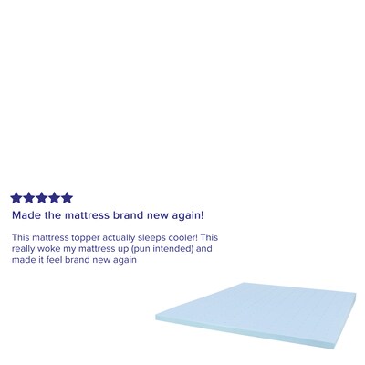 Flash Furniture Capri Comfortable Sleep King Size Cool Gel Memory Foam Mattress Topper, Blue, 75.5" x 81" x 3" (MRM353K)