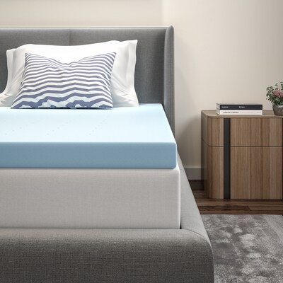 Flash Furniture Capri Comfortable Sleep Twin Size Cooling Gel Memory Foam Mattress Topper, Blue, 39" x 75.5" x 3" (MRM353T)
