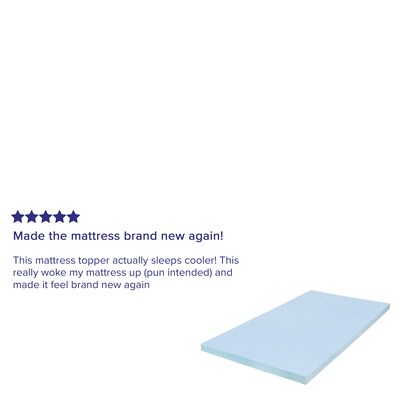 Flash Furniture Capri Comfortable Sleep Twin Size Cooling Gel Memory Foam Mattress Topper, Blue, 39" x 75.5" x 3" (MRM353T)