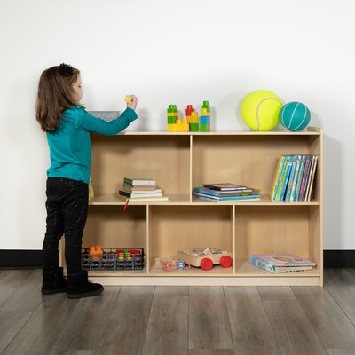 Flash Furniture 30"H x 48"L Wooden 5 Section School Classroom Storage Cabinet, Natural (MKSTRG008)