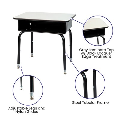 Flash Furniture 24" Student Desk with Open Front Metal Book Box, Gray (FDDESKGY)