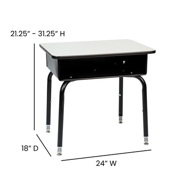 Flash Furniture 24" Student Desk with Open Front Metal Book Box, Gray (FDDESKGY)