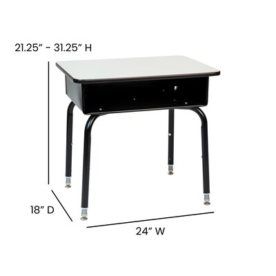 Flash Furniture Billie 24"W Student Desk with Open Front Metal Book Box, Gray (FDDESKGY)