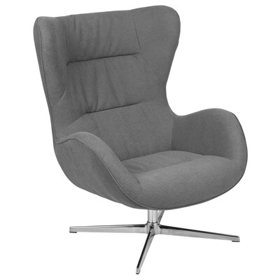 Flash Furniture Fabric Swivel Wing Chair, Gray (ZBWINGGRFAB)
