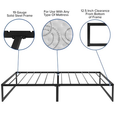 Flash Furniture Louis 14 Inch Metal Platform Bed Frame with 12 Inch Pocket Spring Mattress, Twin (XUBD1012PSMT)