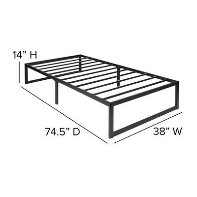 Flash Furniture Louis 14 Inch Metal Platform Bed Frame with 12 Inch Pocket Spring Mattress, Twin (XUBD1012PSMT)