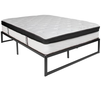 Flash Furniture Louis 14 Inch Metal Platform Bed Frame with 12 Inch Memory Foam Pocket Spring Mattre