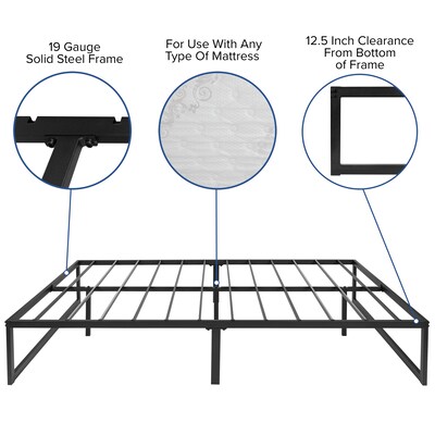 Flash Furniture Louis 14 Inch Metal Platform Bed Frame with 12 Inch Memory Foam Pocket Spring Mattress, Full (XUBD1000112MFMF)