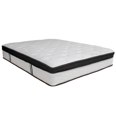 Flash Furniture Louis 14 Inch Metal Platform Bed Frame with 12 Inch Memory Foam Pocket Spring Mattress, Full (XUBD1000112MFMF)