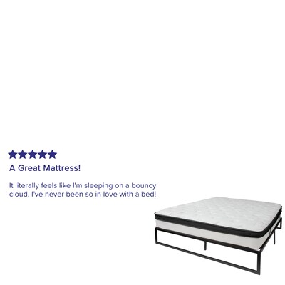 Flash Furniture Louis 14 Inch Metal Platform Bed Frame with 12 Inch Memory Foam Pocket Spring Mattress, King (XUBD1000112MFMK)