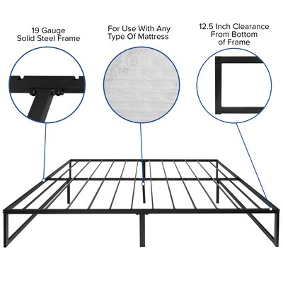 Flash Furniture Louis 14 Inch Metal Platform Bed Frame with 12 Inch Memory Foam Pocket Spring Mattress, King (XUBD1000112MFMK)