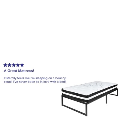 Flash Furniture Louis 14 Inch Metal Platform Bed Frame with 10 Inch Pocket Spring Mattress, Twin (XUBD1000110PSMT)