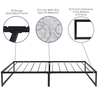 Flash Furniture Louis 14 Inch Metal Platform Bed Frame with 10 Inch Pocket Spring Mattress, Twin (XUBD1000110PSMT)