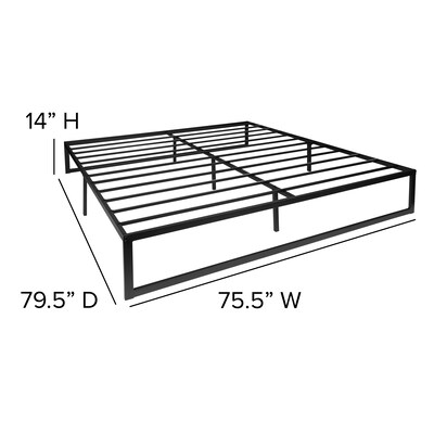 Flash Furniture Louis 14 Inch Metal Platform Bed Frame with 10 Inch Pocket Spring Mattress, King (XUBD1000110PSMK)