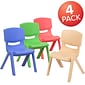 Flash Furniture Plastic School Chair with 10.5" Seat Height, Assorted Colors, 4-Pieces(4YUYCX4003MULTI)