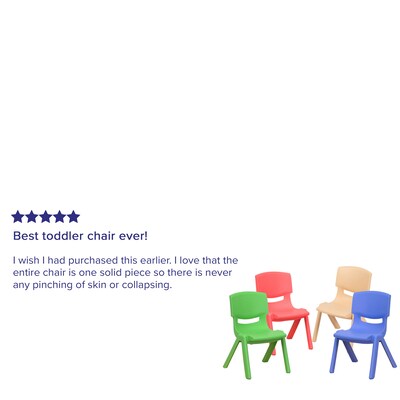 Flash Furniture Plastic School Chair with 10.5" Seat Height, Assorted Colors, 4-Pieces(4YUYCX4003MULTI)