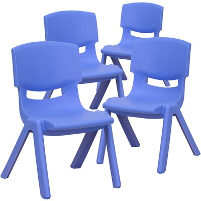 Flash Furniture Plastic School Chair with 10.5 Seat Height, Blue, 4-Pieces (4YUYCX4003BLUE)
