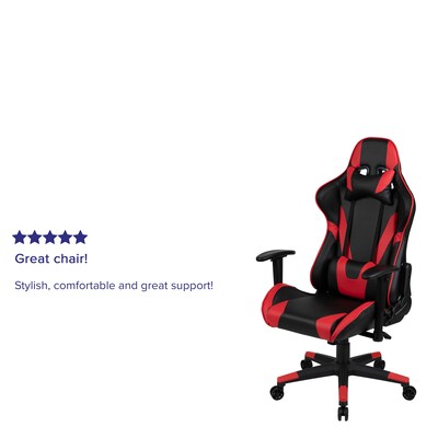 Flash Furniture X20 Ergonomic LeatherSoft Swivel Reclining Gaming Chair, Red (CH1872301RED)