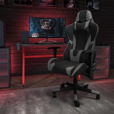 Flash Furniture X20 Ergonomic LeatherSoft Swivel Reclining Gaming Chair, Gray (CH1872301GY)