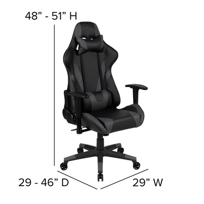 Flash Furniture X20 Ergonomic LeatherSoft Swivel Reclining Gaming Chair, Gray (CH1872301GY)