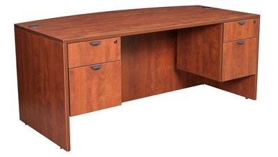 Legacy 71" Bow Front Double Pedestal Desk, Cherry Laminate (LDPBF7135CH)