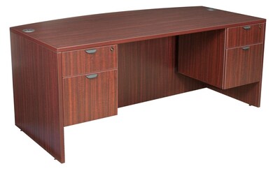Legacy 71 Bow Front Double Pedestal Desk, Mahogany Laminate (LDPBF7135MH)