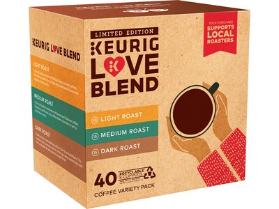 Keurig® Love Blend Assorted-Flavor Coffee, Keurig® K-Cup® Pods, Variety Pack, 40/Pack (390153)