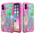 SumacLife Magenta Pink Flower Slim Back Cover Case Dual Layer For iPhone X (APLCRC848)