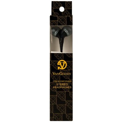 Vangoddy Black Deluxe Stereo Hands-Free Headset Earbud 3.5Mm, with Mic (APLHAN201)