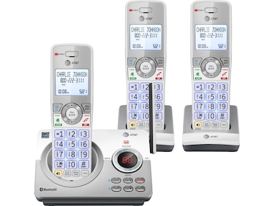 AT&T Connect to Cell 3-Handset Cordless Telephone, White/Silver (DL72310)