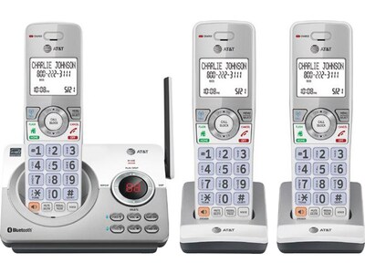 AT&T Connect to Cell 3-Handset Cordless Telephone, White/Silver (DL72310)