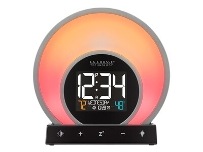 La Crosse Technology Soluna Light Color-Changing Alarm Clock, 6.71"H x 6.81"W x 2.69"D (C79141)