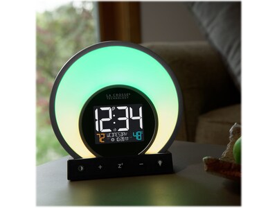 La Crosse Technology Soluna Light Color-Changing Alarm Clock, 6.71"H x 6.81"W x 2.69"D (C79141)