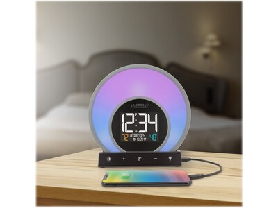La Crosse Technology Soluna Light Color-Changing Alarm Clock, 6.71"H x 6.81"W x 2.69"D (C79141)