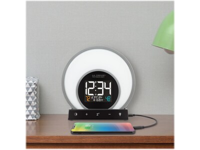 La Crosse Technology Soluna Light Color-Changing Alarm Clock, 6.71"H x 6.81"W x 2.69"D (C79141)