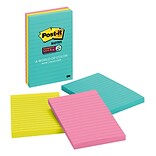 Post-it® Super Sticky Notes, 4 x 6 Miami Collection, Lined, 90 Sheets/Pad, 3 Pads/Pack (660-3SSMIA