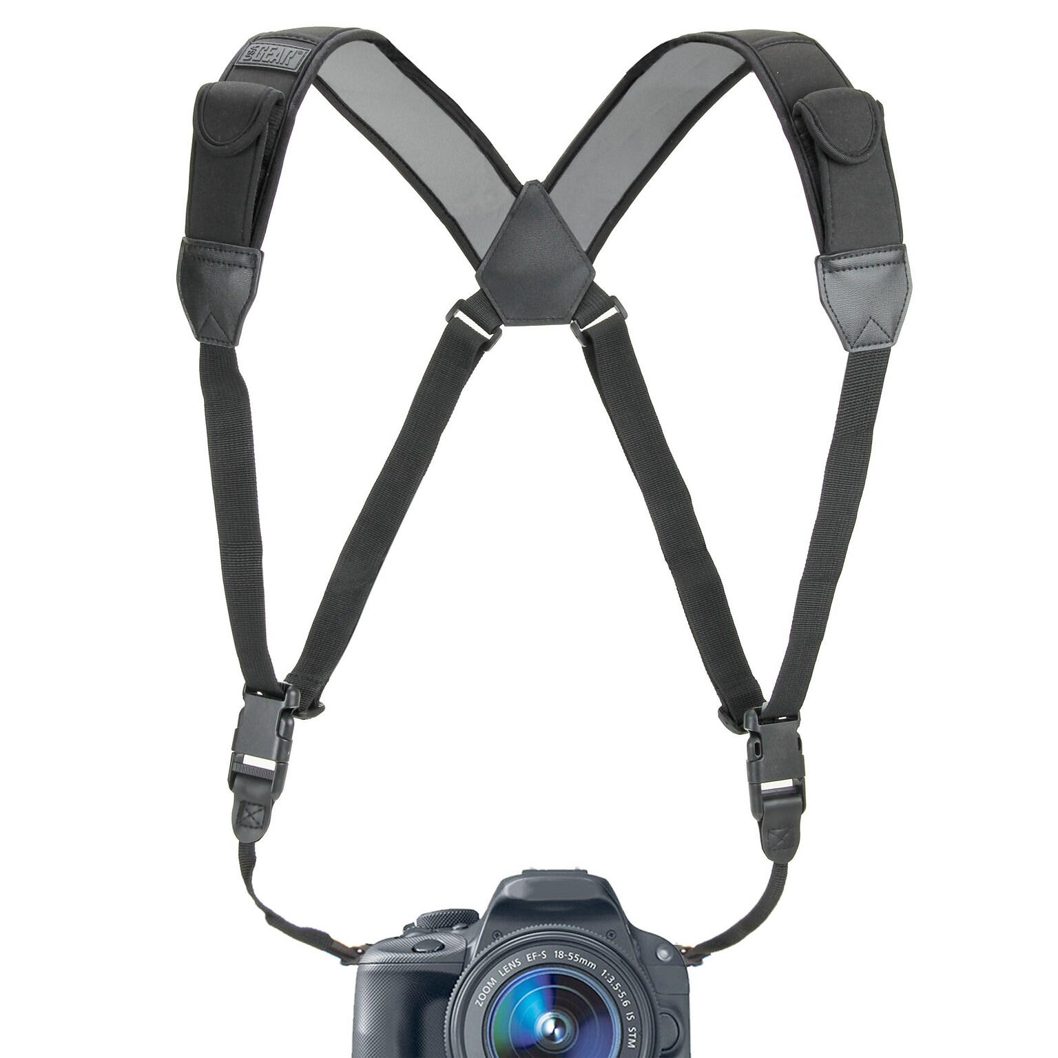 USA GEAR TrueSHOT Camera Harness Chest Shoulder Strap, Black (GRCMHS0100BKUS)
