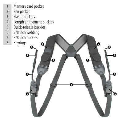 USA GEAR TrueSHOT Camera Harness Chest Shoulder Strap, Black (GRCMHS0100BKUS)