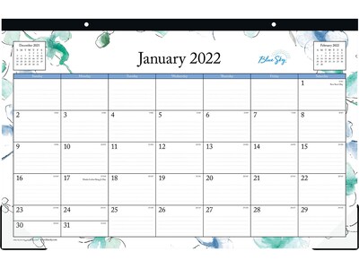 2022 Blue Sky Lindley 11 x 17 Monthly Desk Pad Calendar, White/Green/Blue (100024-22)