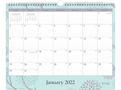 2022 Blue Sky Rue Du Flore 12 x 15 Monthly Wall Calendar, White/Green/Gray (101611-22)