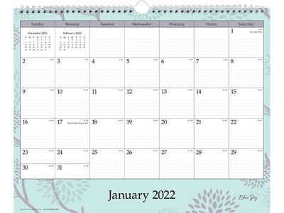 2022 Blue Sky Rue Du Flore 12 x 15 Monthly Wall Calendar, White/Green/Gray (101611-22)