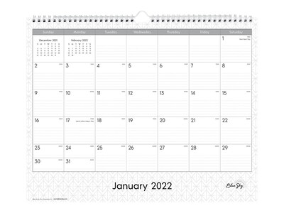 2022 Blue Sky 12 x 15 Monthly Calendar, Enterprise, Gray/White (111292-22)