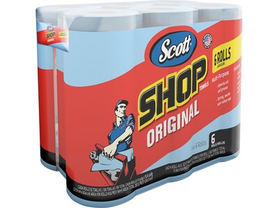 Scott Paper Shop Towel, Blue, 55 Sheets/Roll, 6 Rolls/Pack, 4 Packs/Carton (75180CT)